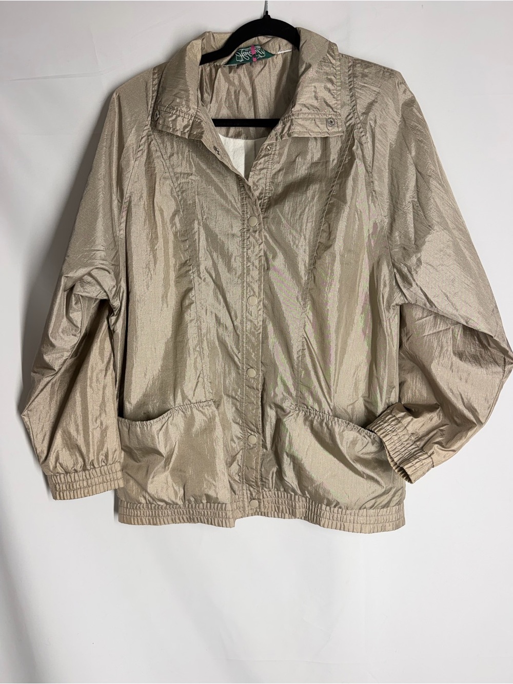 Haband Shimmery Taupe Bomber Windbreaker Jacket